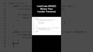 LeetCode #94 Binary Tree Inorder Traversal #leetcode #java #shorts #JoeAndChill
