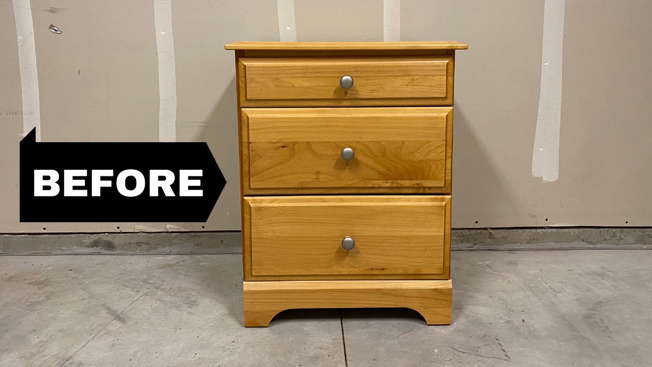 How To Stain Furniture For Beginners | Nightstand Makeover - YouTube