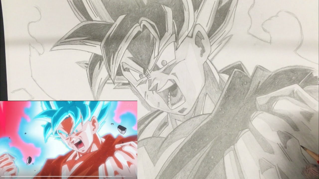 Drawing Goku Super Saiyan Blue Kaio Ken Dragon Ball Super ドラゴンボール超 孫 悟空 超サイヤ人ブルー界王拳 描いてみた Youtube