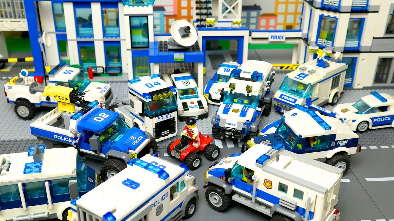 gå i stå Rådne Moderne LEGO Cars and Trucks for kids and big Police station - YouTube