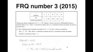 2015 FRQ 3 Tables of Values