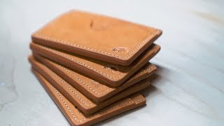 Making a small batch of No.54 minimalist leather card holder wallets