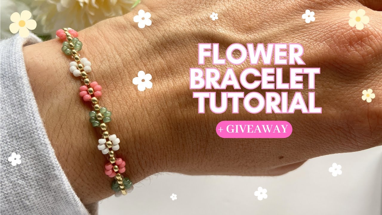 Bulk Daisy Flower Trio Seed Bead Bracelet - Choose Your Favorite String Color! 5 Bracelets (-5%)