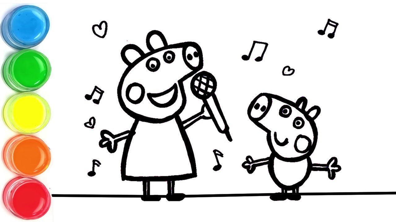 Glitter Peppa Pig Singing | Coloring and Drawing for Kids Toddlers