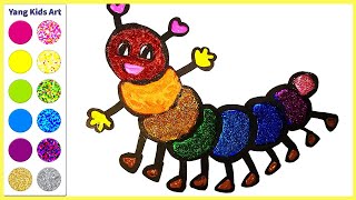 Glitter Rainbow Caterpillar Coloring And Drawing For Kids, Toddlers Yang Kids Art