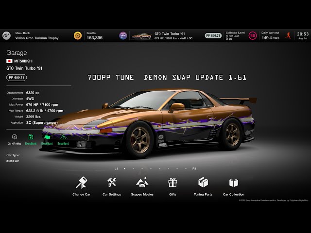 Gran Turismo 7] Mitsubishi GTO Demon swap 700pp tune update 1.61