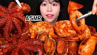 ASMR MUKBANG| MASSIVE SPICY BRAISED SEAFOOD BOIL (SCALLOP, OCTOPUS, SQUID, ABALONE, SHRIMP, MUSSEL)