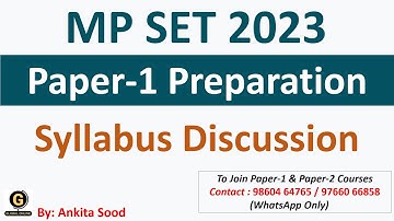 MP SET Paper 1 Preparation 2023 | MPSET Paper-1 Syllabus  | Paper 1 Preparation for MPSET 2023