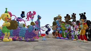 ALL POPPY PLAYTIME CHAPTER 2 CHARACTERS VS ALL FNAF 1-9 SECURITY BREACH ANIMATRONICS In Garry's Mod!