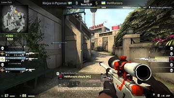 HellRaisers.s1mple AWP/AK clutch 1v4 vs NiP @ ESWC 14