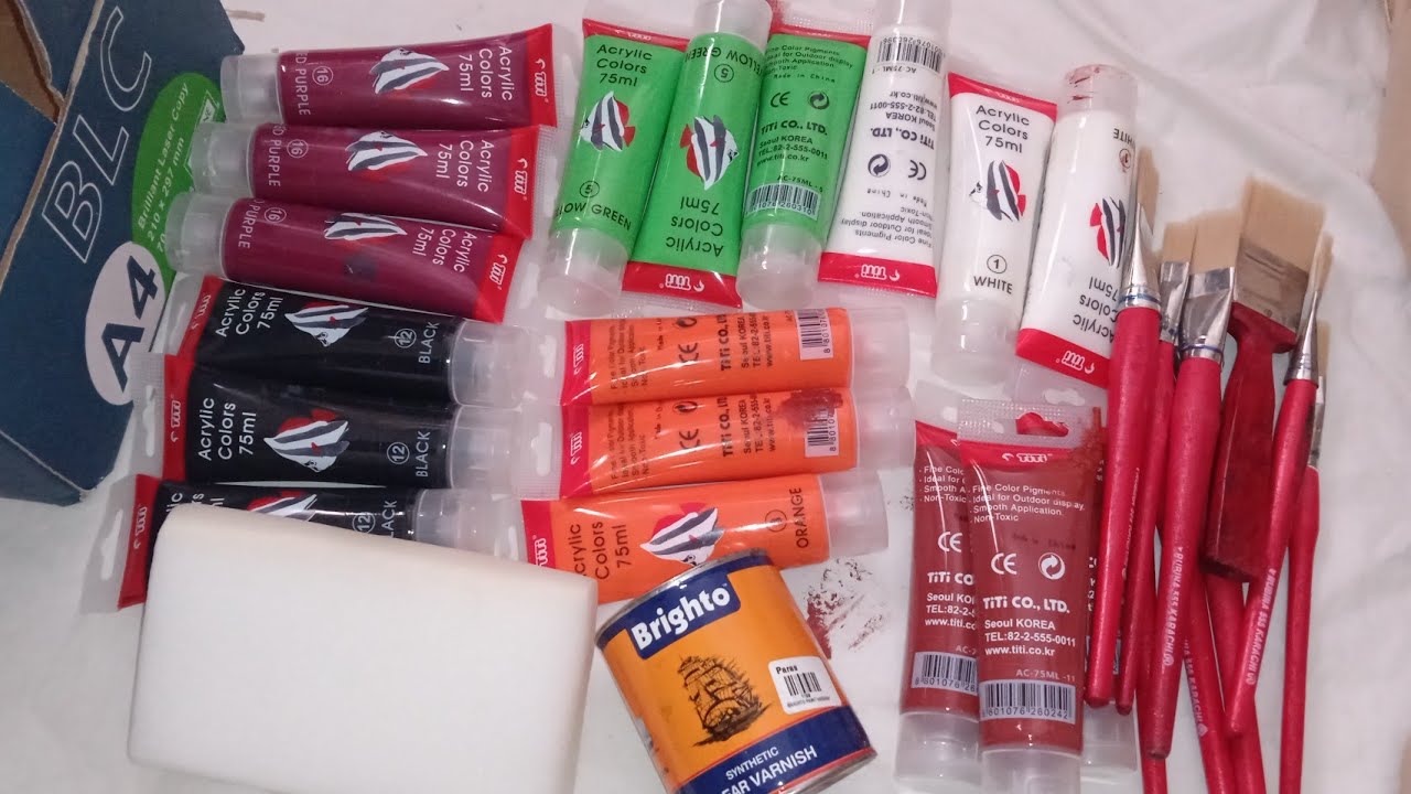 Paints brushes varnish crafting and Painting accessories 🎨🖌️ unboxing Daraz YouTube