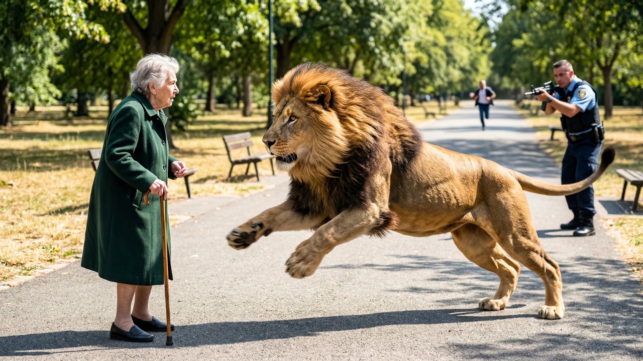 The Escaped Giant Lion Ran Towards The Old Woman But She Didn't Run — Incredible Ending!