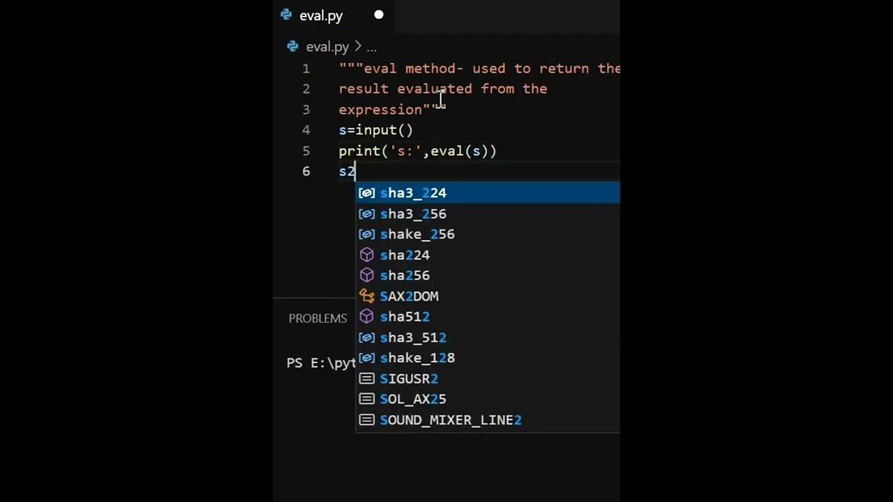 eval method in python #python #coding #shorts - YouTube