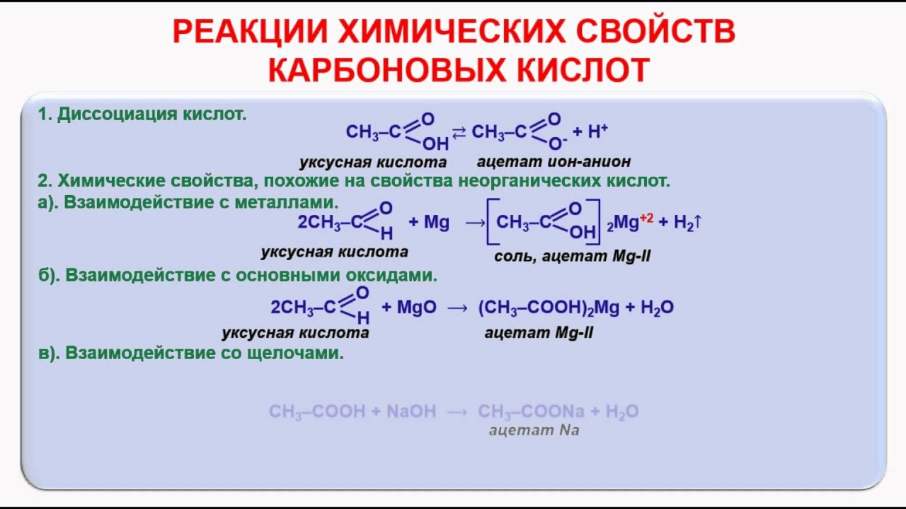 Карбоновые кислоты с основаниями