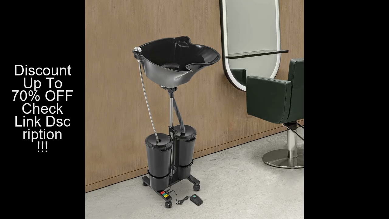 Mobile Hair Wash Basin Height Adjustable For Salon Spa Portable Shampoo Basin with 2 Water Buckets