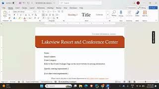 Word 365 | Module 8: SAM Project A Lakeview Resort and Conference Center #newperspectives Profile