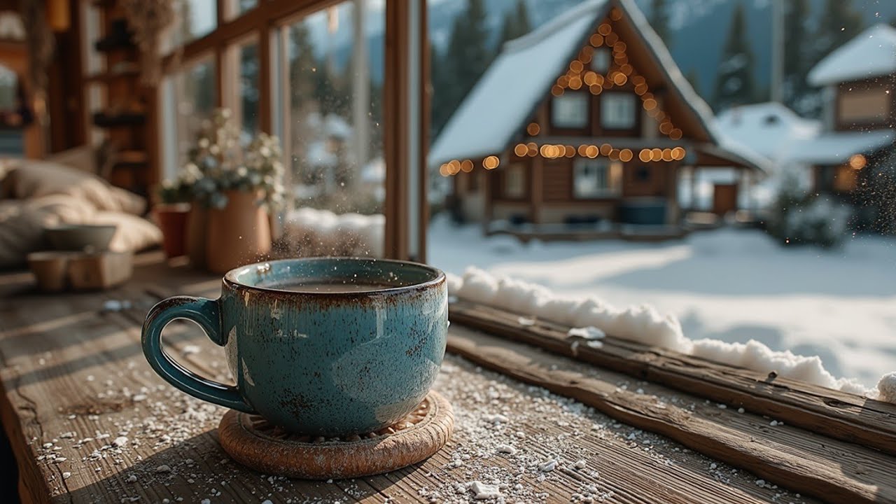 Уютный зимний кофе-шоп джаз и расслабляющий уличный джаз для снежной хижины ~ Учеба и Отдых 🎵
