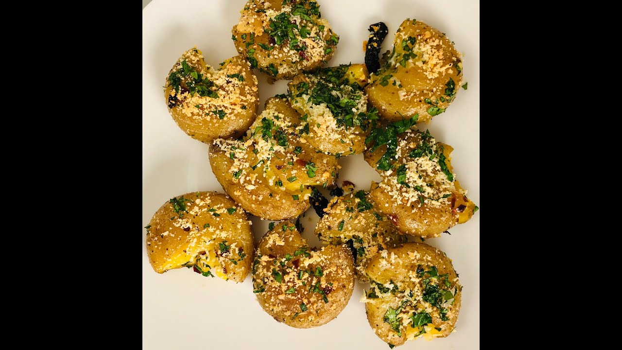 Roasted Baby Gold Potatoes with garlic and cheese YouTube