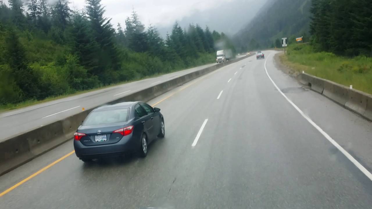 Canadian  Hight Mountain  Road  During  Rain.