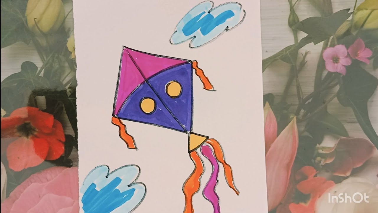 How to draw a kite step by step 