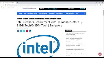 Intel Freshers Recruitment 2020 | Graduate Intern, B.E, B.Tech, M.E