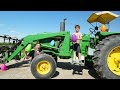 Finding mystery eggs on the farm  tractors for kids