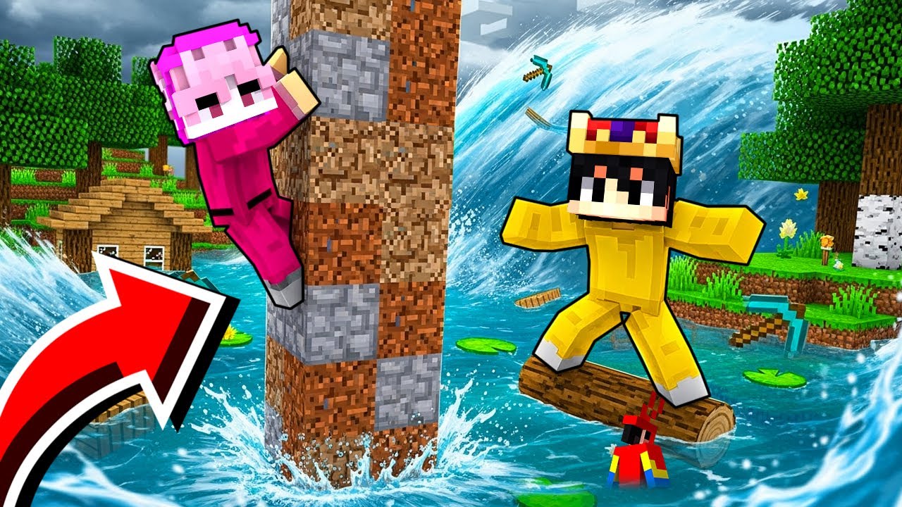 Minecraft'ta 100 KİŞİ SELDEN KAÇIYORUZ!