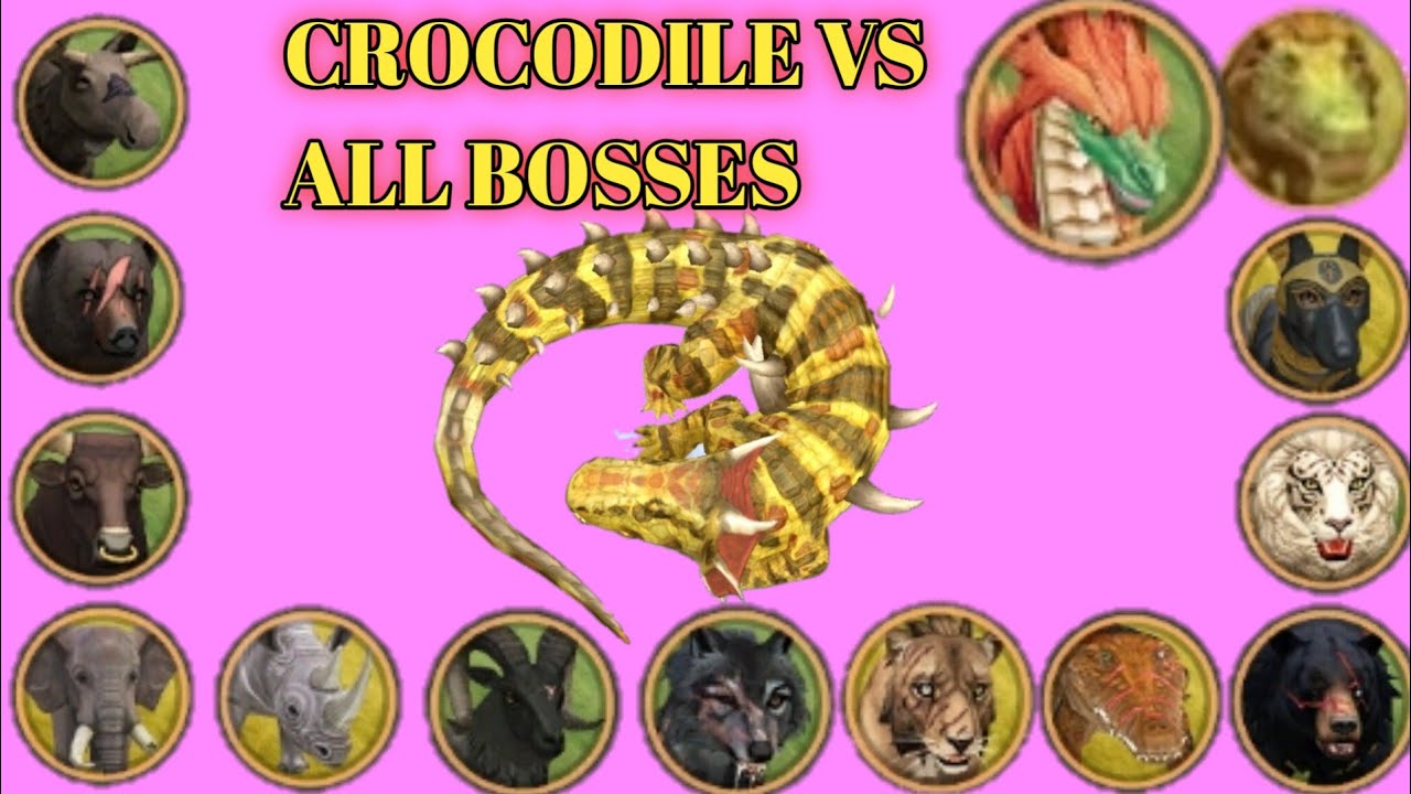 Crocodile vs all bosses in the WildCraft| Killing all Bosses 