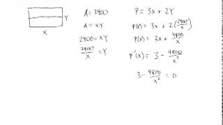 optimization of an area problem mth122