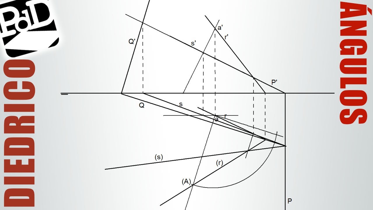 Hallar el ángulo formado por una recta oblicua y un plano proyectante vertical (Sistema Diédrico).