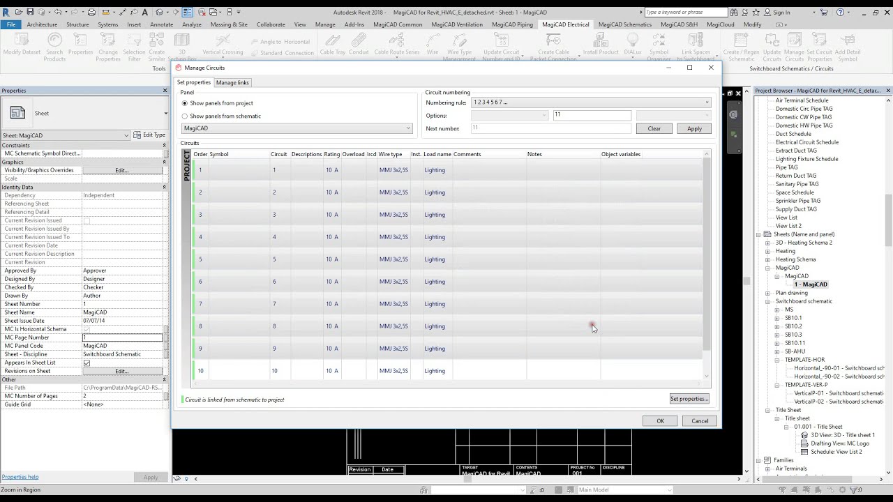 MagiCAD for REVİT - Electrical Cable Lines on material list