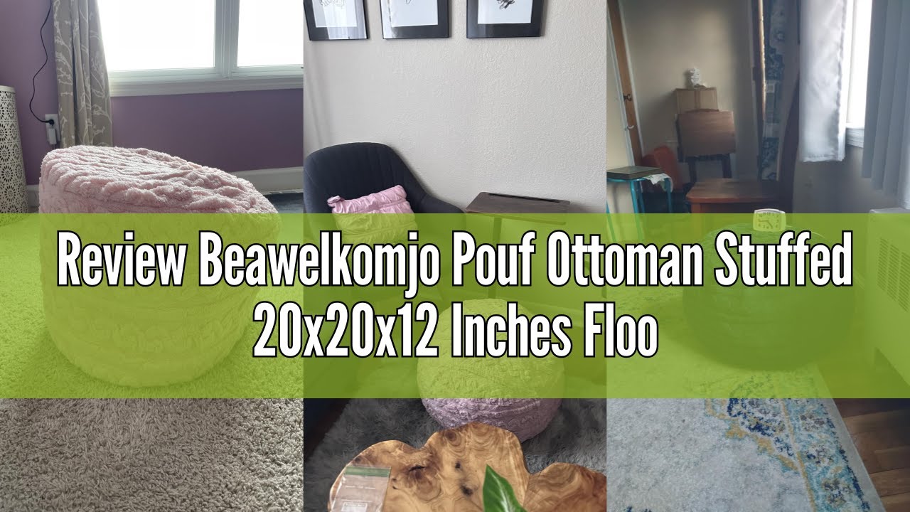 Review Beawelkomjo Pouf Ottoman Stuffed 20x20x12 Inches Floor Pouf Plush Fiber Ottoman Foot Rest Und