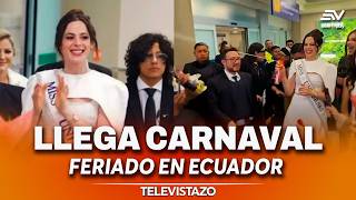 Fátima Bosch, Miss Universo 2025, en su llegada a Ecuador en pleno Carnaval | Televistazo