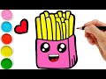 Drawing a picture of fries for kids / Zeichne ein Bild von Pommes frites / ارسم صورة للبطاطس المقلية