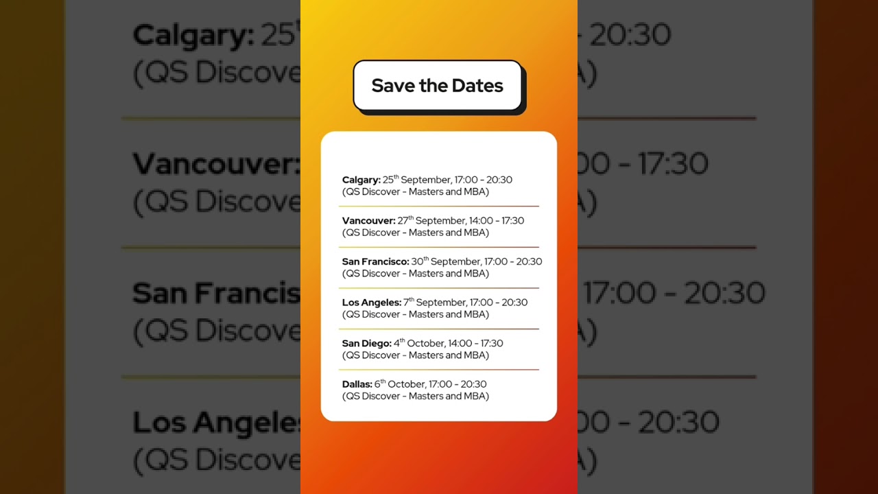 Visit topuniversities.com/events to sign up to an event closest to you and explore schools today!