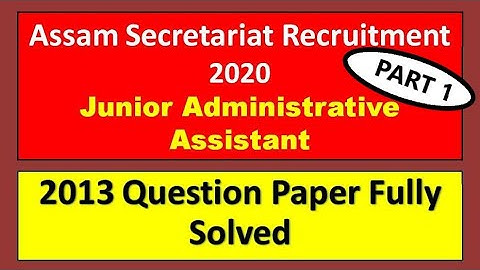 Assam Secretariat JAA Paper 2013 Fully Solved | Part 1 (English Section)