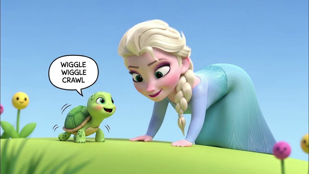 Elsa and Tiny Turtle Wiggle Wiggle Crawl | Fun Ocean Kids Song