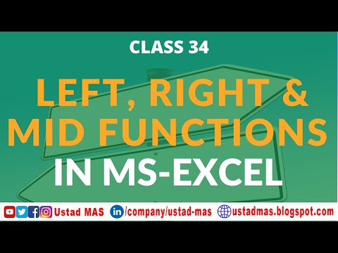 Left Right Mid Function In Excel In Urdu/Hindi | MS Excel Formulas | -Class 34-
