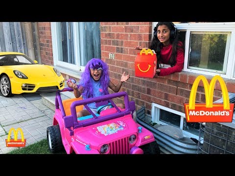 mcdonalds-drive-thru-prank!!-power-wheels-ride-on-car-kids-pretend-play