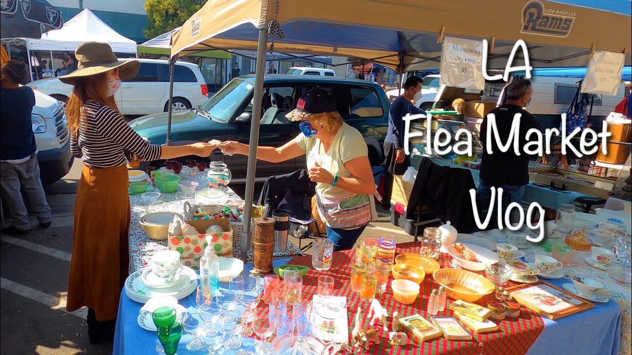 ロサンゼルス生活vlog アンティークフリーマーケット戦利品でおうちカフェ 蚤の市 Torrance Antique Street Faire Flea Market Vlog Haul Youtube