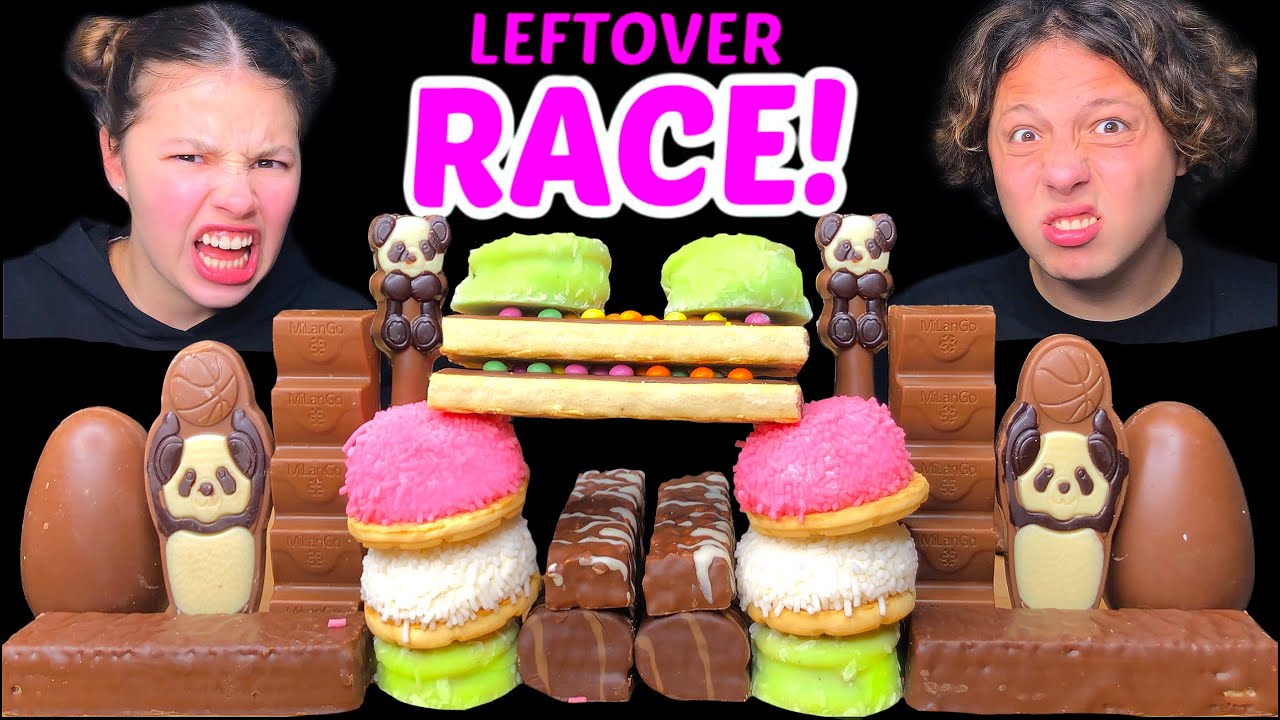 ASMR Leftover Chocolate Dessert Race! Candy Bars, Egg, Marshmallow Eating Mukbang 먹방 Tati ASMR