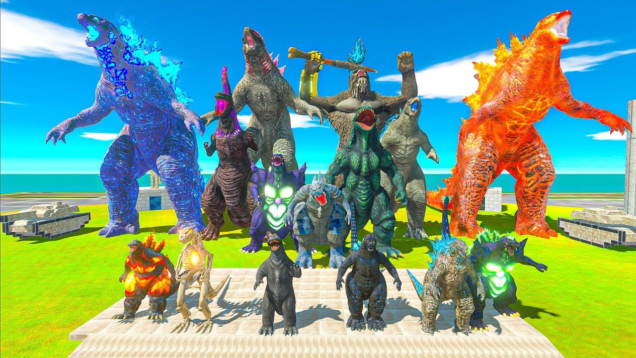 Kong and Evolved Godzilla vs Team King Ghidorah - Animal Revolt Battle Simulator