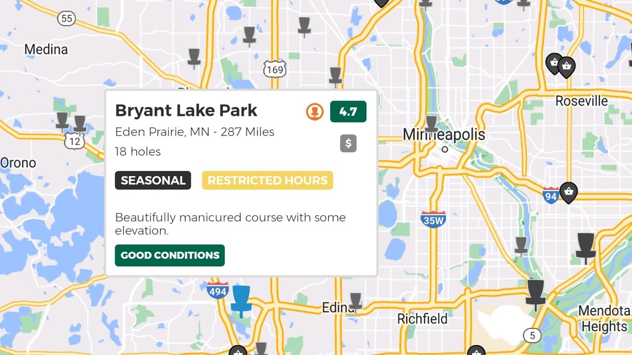 Bryant Lake Park Disc Golf Course Back 9 in Eden Prairie, Minnesota