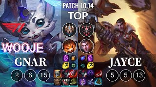 T1 Wooje Gnar vs Jayce Top - KR Patch 10.14