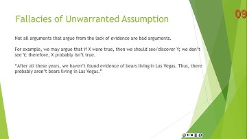 Critical Thinking Lecture: Informal Fallacies: Unwarranted Assumption
