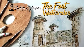 Watercolor Painting/Colorful/Demonstration/Daily Art/The Fort screenshot 5