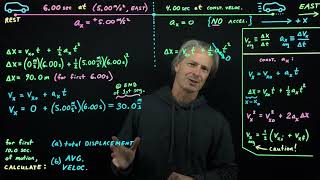 1-D motion with two different constant acceleration segments (Example)