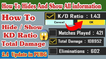 How To Hide KD Ratio in PUBG | How To show Damage And Other information After 2.4 Update in PUBG