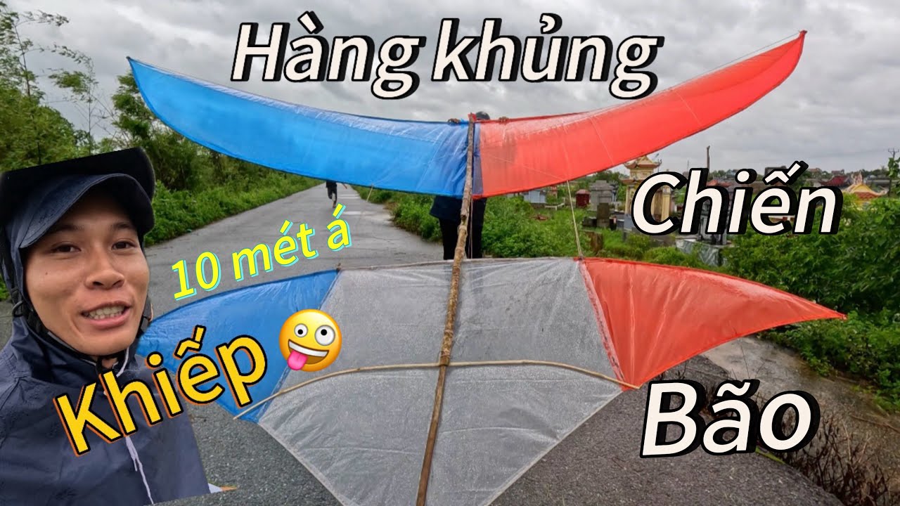 HIEU TONY | Diều khổng lồ bọc túi bóng của ông cháu chiến bão | Nhìn khiếp luôn 