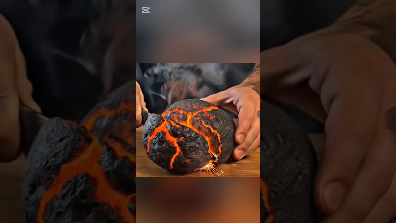 🔥🔪 Cutting a Glowing Lava Rock 🌋 | Oddly Satisfying ASMR Video 😍✨